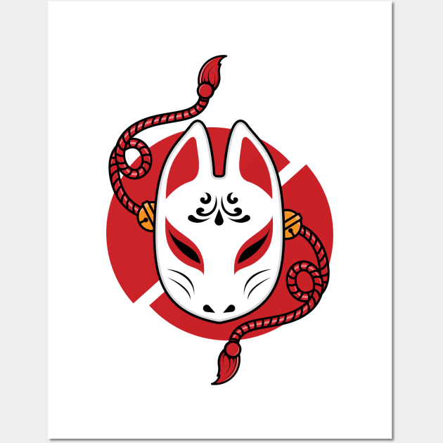 Japanese kitsune mask Wall Art by Starkey Store